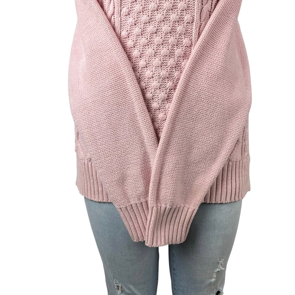 Coquette Chaps Sweater Off Shoulder Cable Knit Preppy Academia Layering Size L - Picture 4 of 9